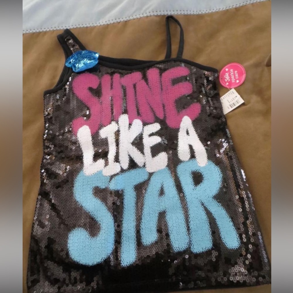 NWT Justice Girls Sequin Shine Like A Star Top Size 12